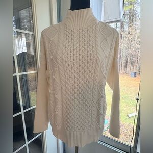 J. Crew Cream Cable Turtleneck Sweater